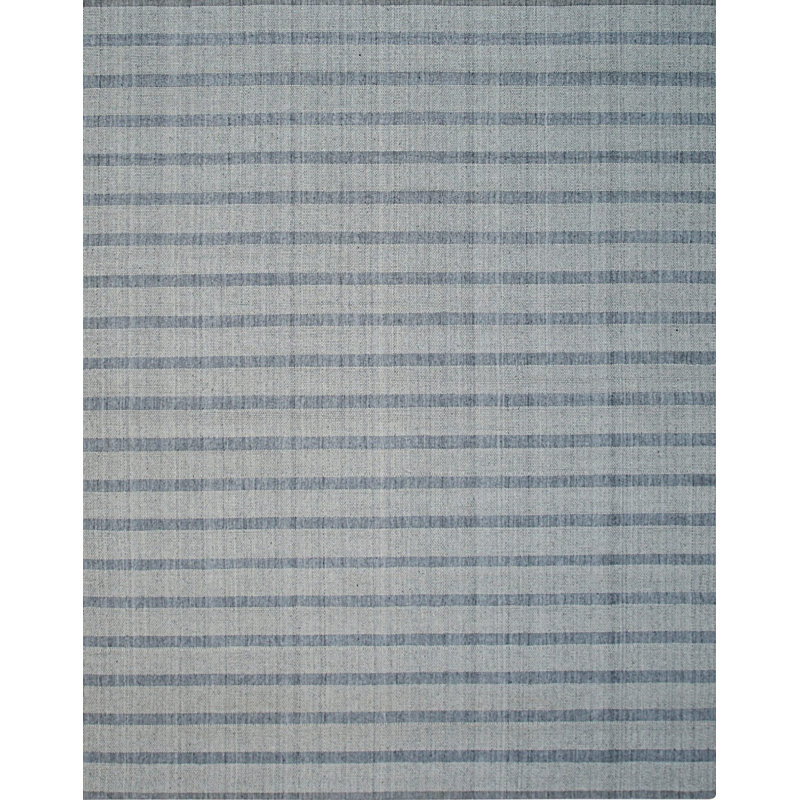 Tapis ivoire en laine noué à la main à motif géométrique moderne et subtil, 10 pi x 14 pi
