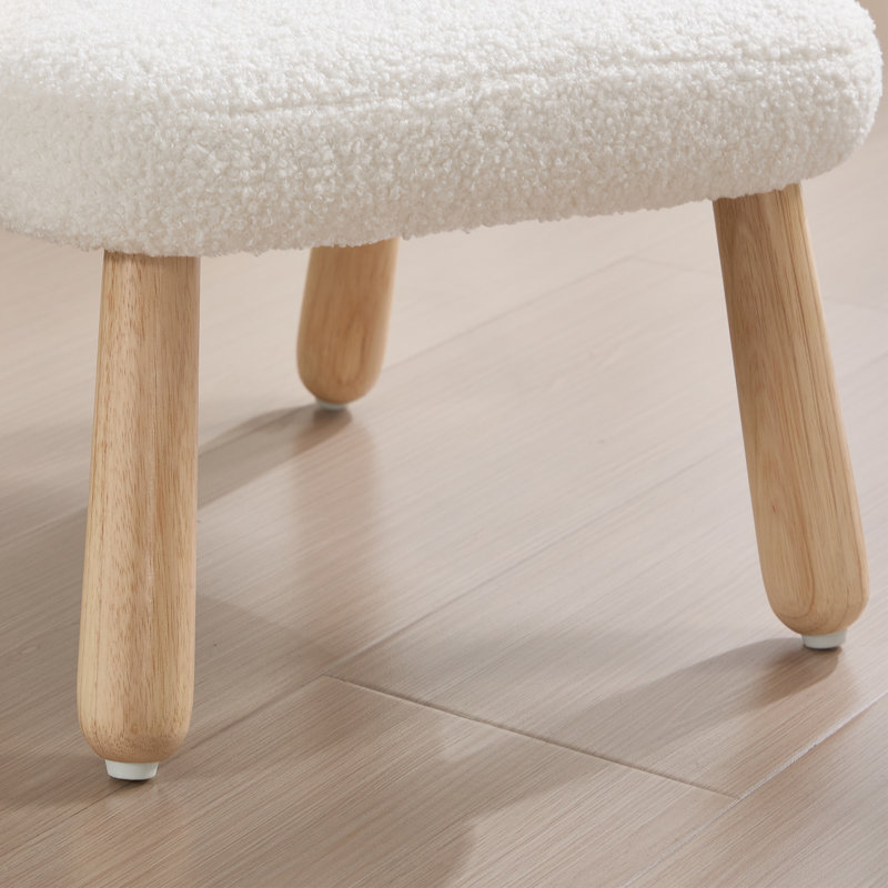 Flower Kids Chair With Solid Wood Legs, White