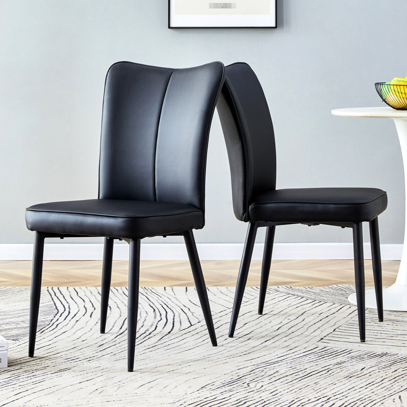 Chaise de salle à manger en cuir noir Pu