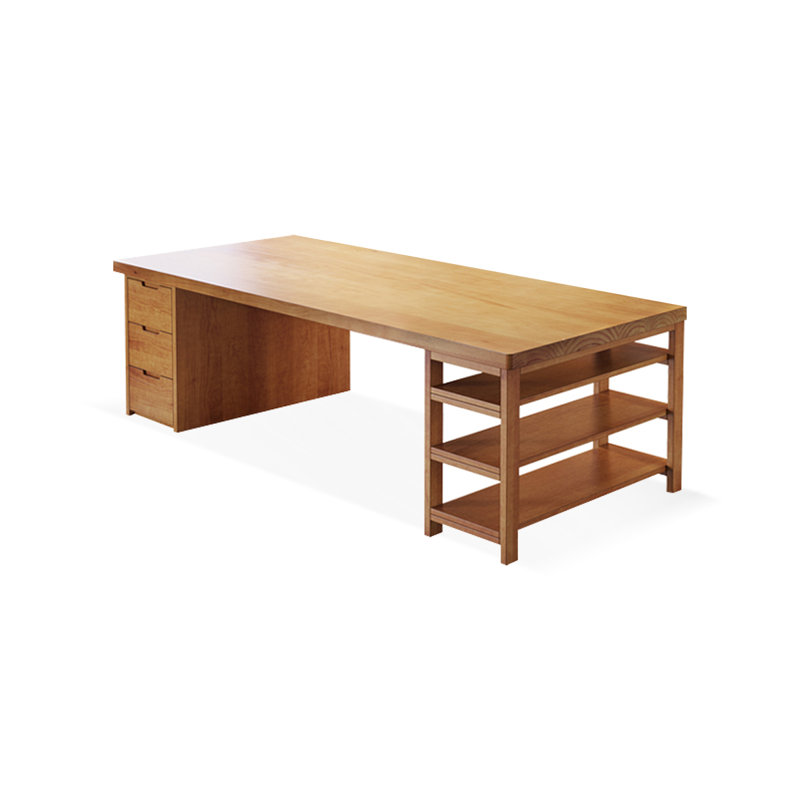 Bureau rectangulaire brun en bois massif, H 29,53 po x l 62,99 po x P 27,56 po