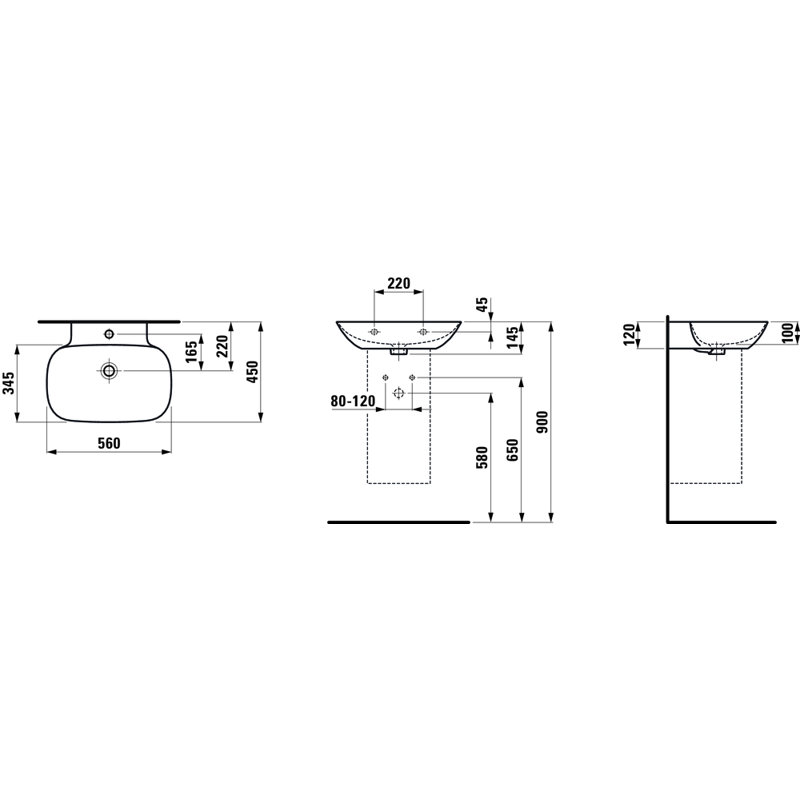Ino 22.05'' L Bathroom Sink, Single Hole