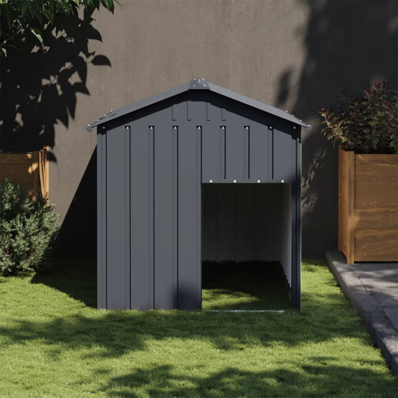 Atticus Steel Dog House, 49”H x 42”W x 56”D, Anthracite