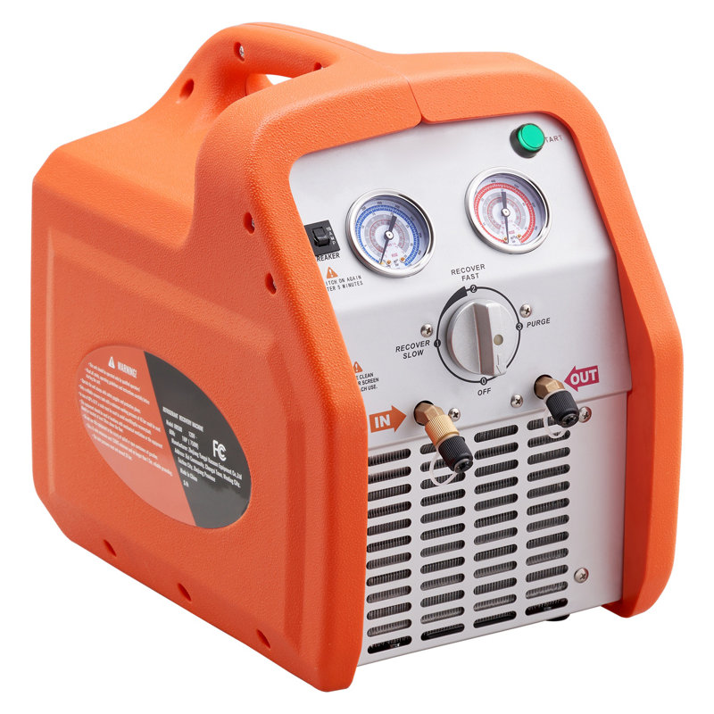 Machine de récupération de fluide frigorigène à double cylindre de 1 HP - Outil de service de climatisation portable pour la vapeur et le liquide R134A, R410A, R22 avec protection haute pression et fonction de purge autonettoyante