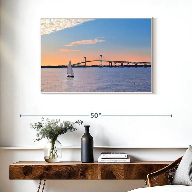 Newport Bridge, Floating Frame White, 37" X 25"