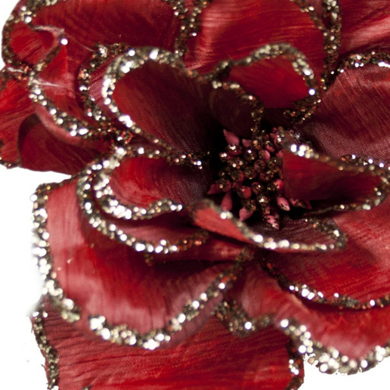 15cm Fabric Plants & Flowers Pick, Burgundy