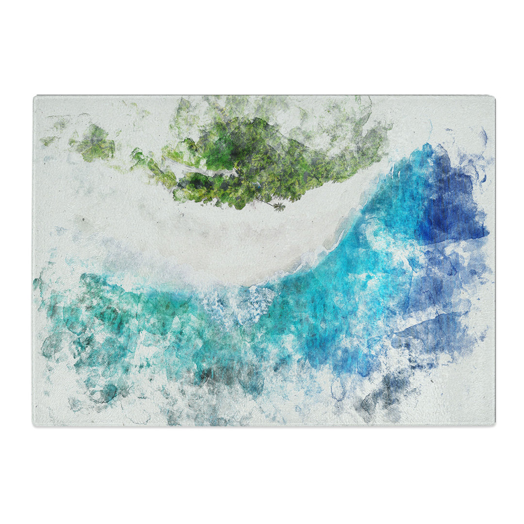 Tempered Glass Maldives Paradise Beach Chopping Board
