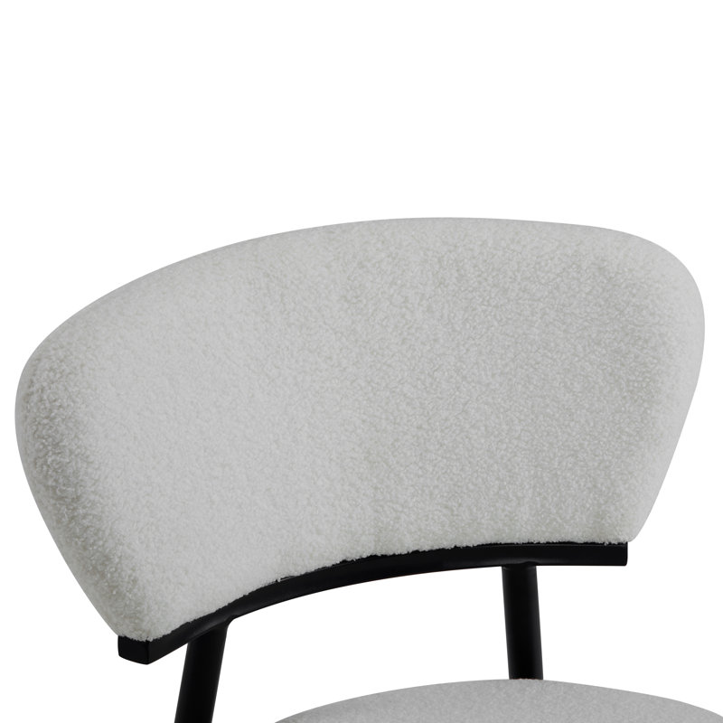 Crossmary Boucle Upholstered Dining Chairs, White