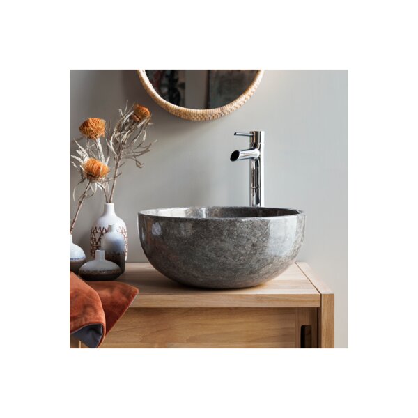 Tikamoon 16'' Marble Circular Vessel Bathroom Sink | Wayfair