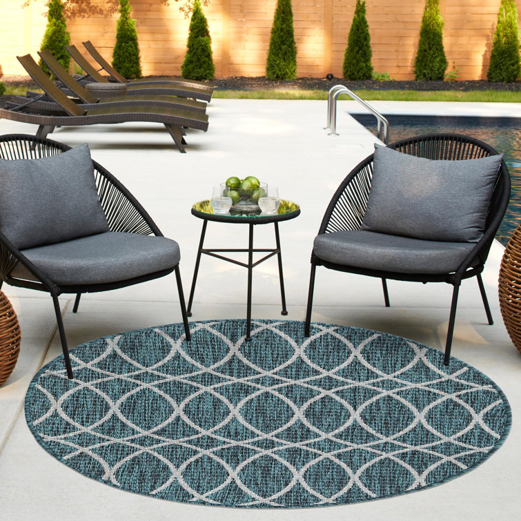 Teal Gitter Indoor/Outdoor Trellis Rug