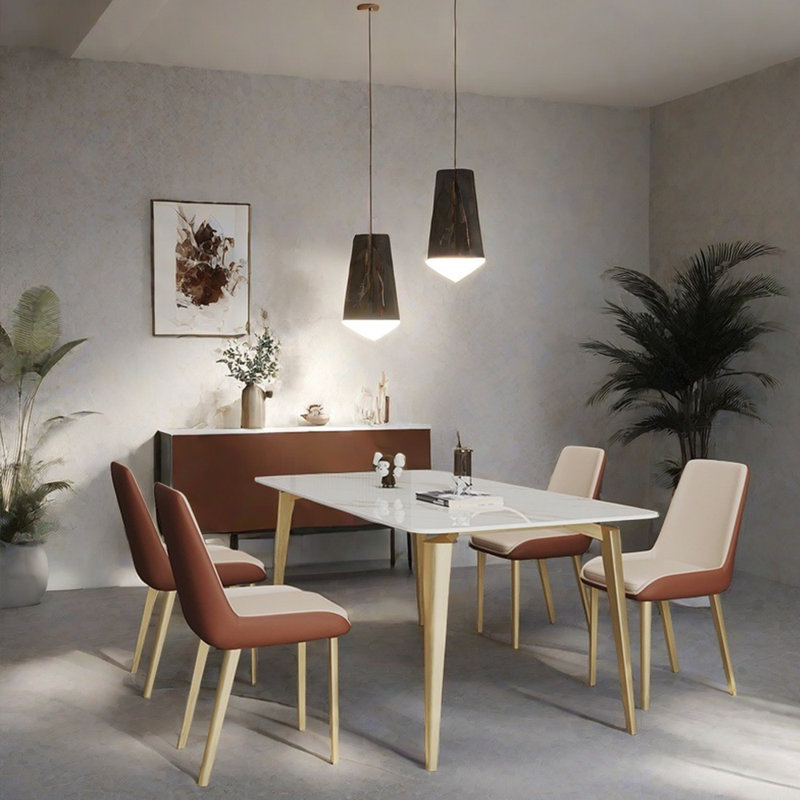 Ensemble de table de salle à manger rectangulaire de style italien de luxe, H 29,53 po x L 62,99 po x l 31,5 po