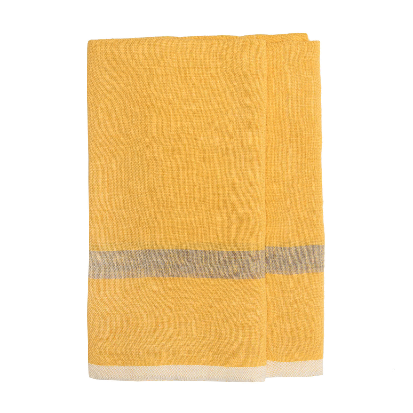 Stripe Tea Towel Kitchen Towel, Mustard/Gray