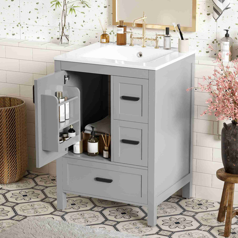 Meuble-lavabo moderne de 24 po, Gris