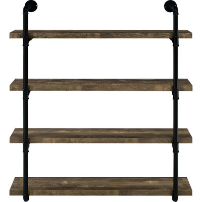 40-Inch Wall Shelf In Black And Rustic Oak - Enhances Industrial Ambiance, Practical Storage 40" Versatile Display Storage, Style