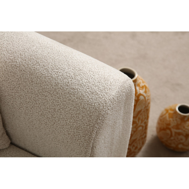 3-Seat Sofa Bed, Cream Color, 89.8 x 34.6 x 29.5 Inches | Sturdy Beech Wood & Chipboard Frame, 100% Polyester Fabric | Soft Foam & Feather Cushions, Turnable Back Mechanism | Elegant Design for Living Room & Guest Room