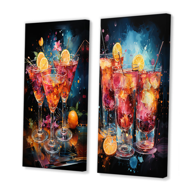 «Cocktail Confetti» - 2 pièces, Toile tendue, H 40 po x l 40 po
