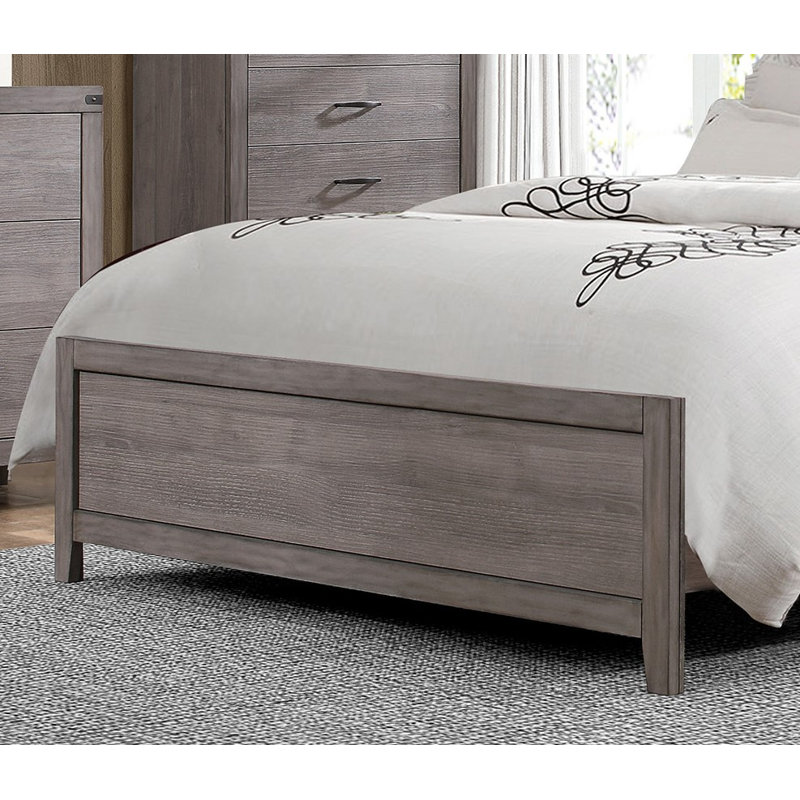 Mobilier de chambre à coucher de style industriel avec tête de lit tapissier BrownishFinish, Lit simple