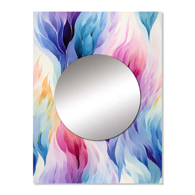 Airedale Colorful Watercolor Ikat Mirage - Abstract Mirror, Modern Decorative Wall Mirror, Printed Metal Art