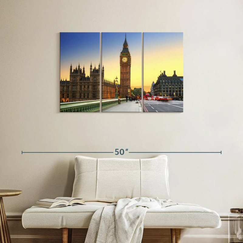 London's Big Ben Clock Tower, 24" H x 38" W