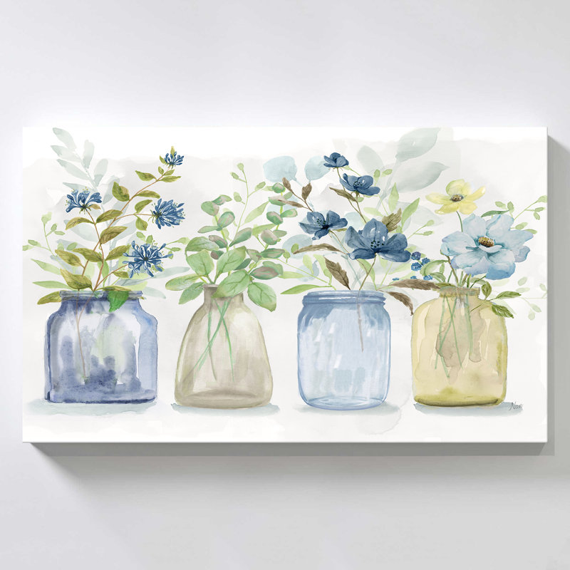 "Blue Pickings" by Nan Print on Canvas, H 36 po x l 60 po x P 1,5 po