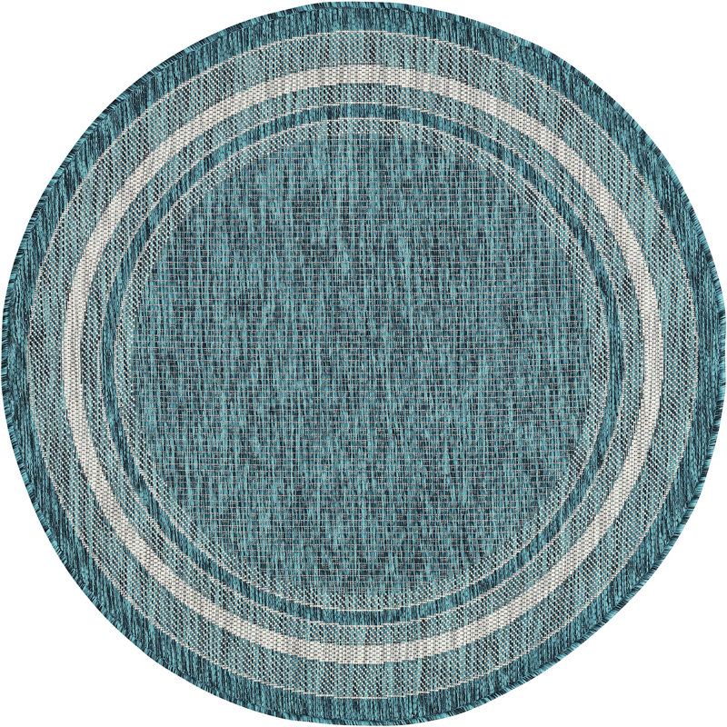 Tapis intérieur / extérieur Sevinc, Dark Teal, Rond 4 pi