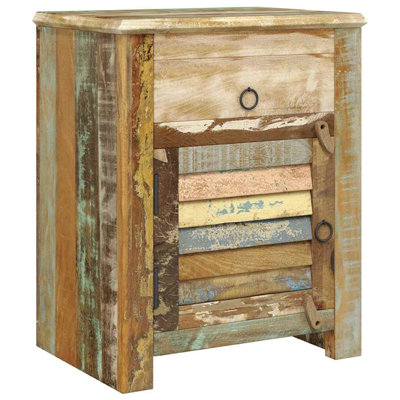 Nolan Vintage Nightstand Table W Drawer And Door, Solid Wood