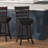 Commercial Grade Classic Ladderback Swivel Bar Height Barstool with Padded, Upholstered Seat-63099085-63099084