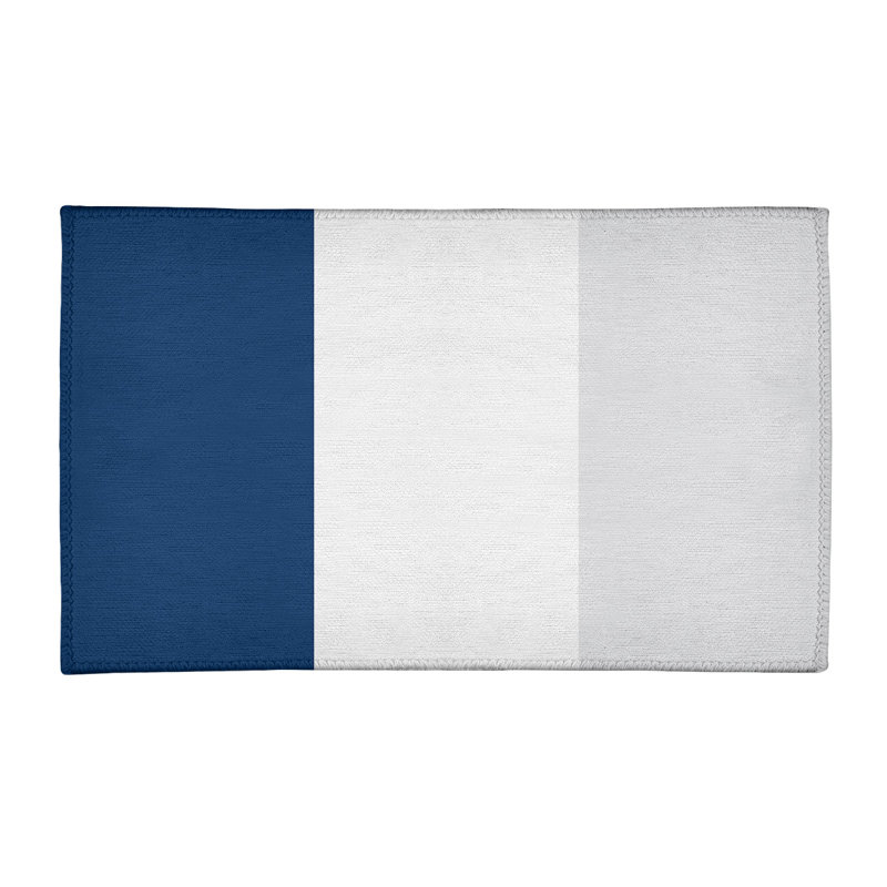 Tapis bleu marine/blanc/gris tissé à plat Houston, Rectangle 8 pi x 10 pi