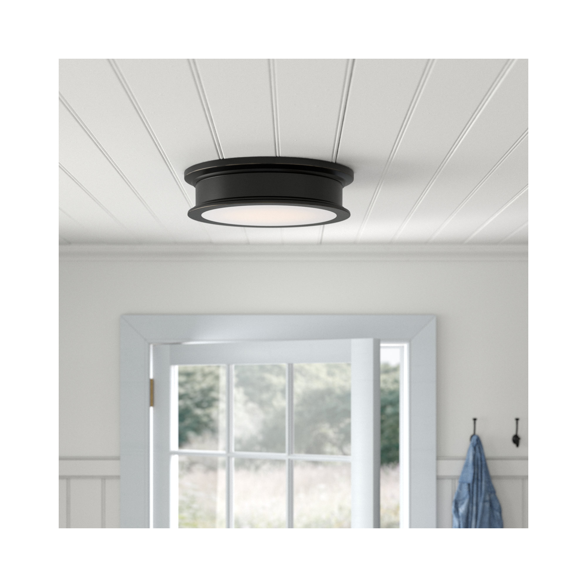 Rosanne 3 Light Glass Flush Mount, Classic Bronze