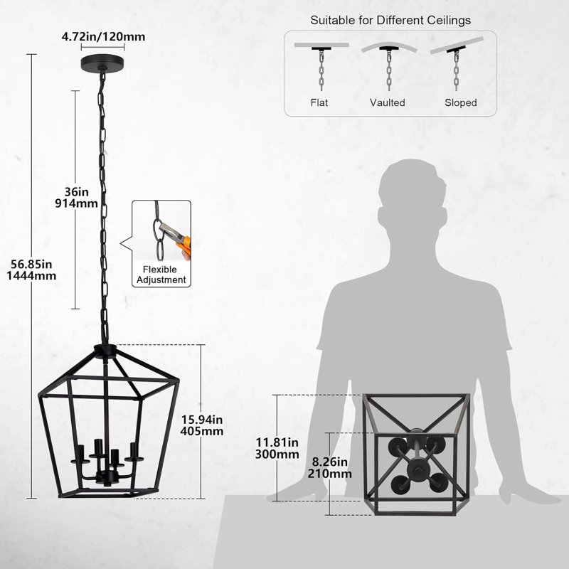 Black Lantern Lighting Fixture