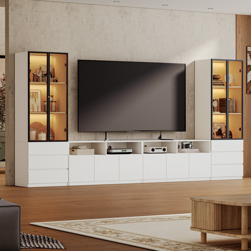 Meuble télé Crafton, Blanc, H 70,9 po x l 141,7 po x P 15,7 po