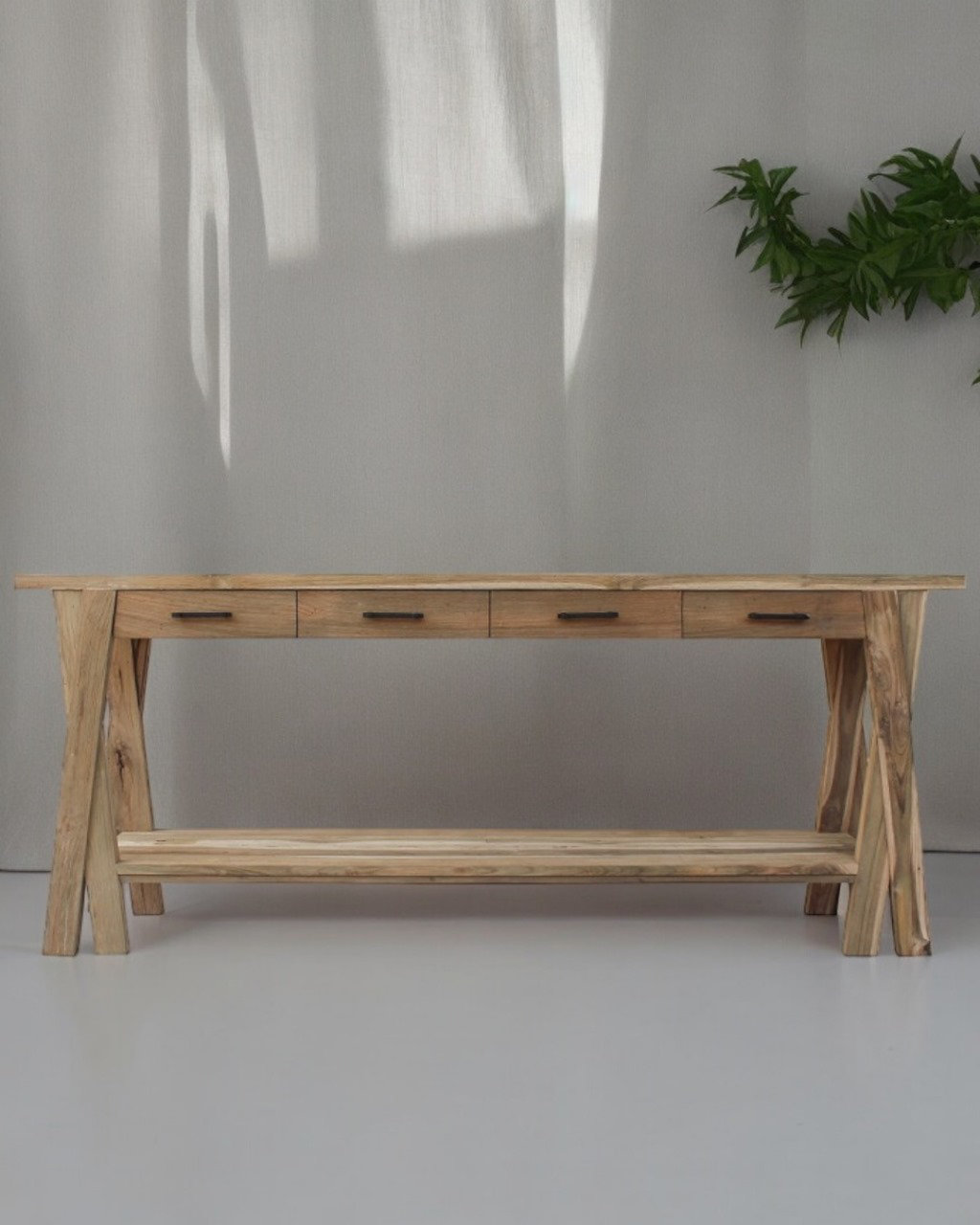 Spencer Abbadie woodcrafts Rustic Recycled Teak Console Table - Wayfair ... - Solid Recycled Teak Recycled Outdoor Consoles