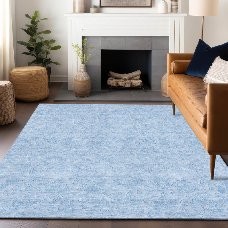 Premium Machine Washable Prisco Sky Rug, Rectangle 10' x 14'