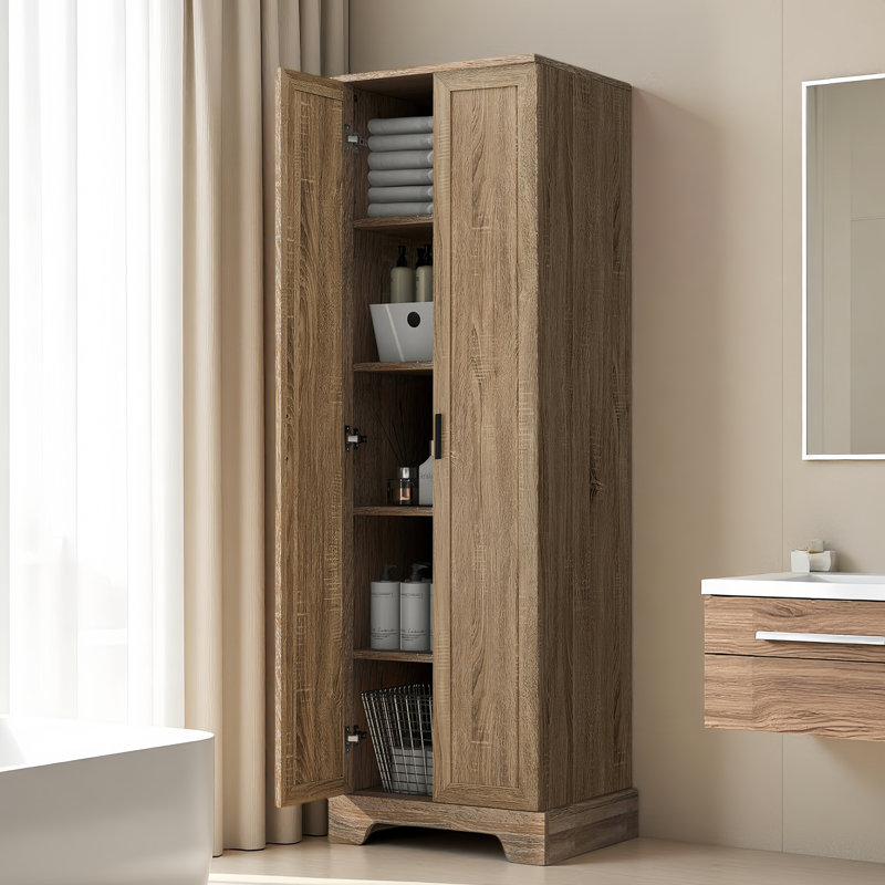 Armoire de rangement 71 po H avec tablette réglable et système de rangement multiple, Chêne
