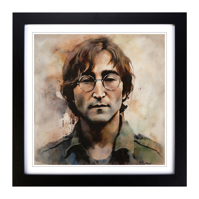John Lennon Conceptual - Single Picture Frame Print on Wood, Black