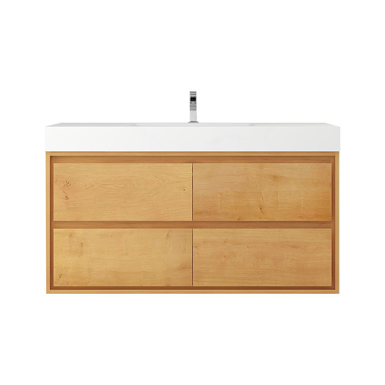 Wittig 48" Wall-Mounted Single Bathroom Vanity Set, Light Oak
