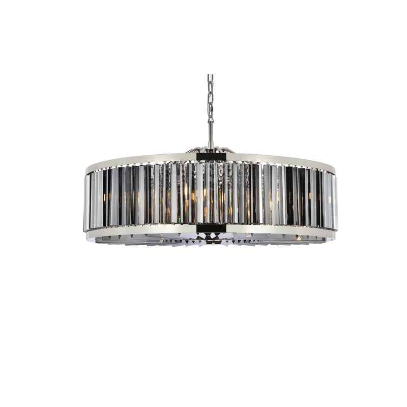 Dorinda 10-Light Dimmable Drum Chandelier, Gray, Mocha Brown, 75.5" H x 43.5" W x 43.5" D