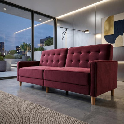 Futon capitonné en velours
