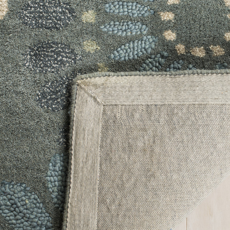 Arber Hand-Tufted Wool Blue Area Rug, Rectangle 4' x 6'