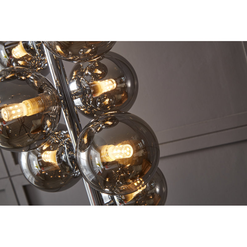 Greiner 169cm Novelty Floor Lamp, Polished Chrome, Smoked Grey