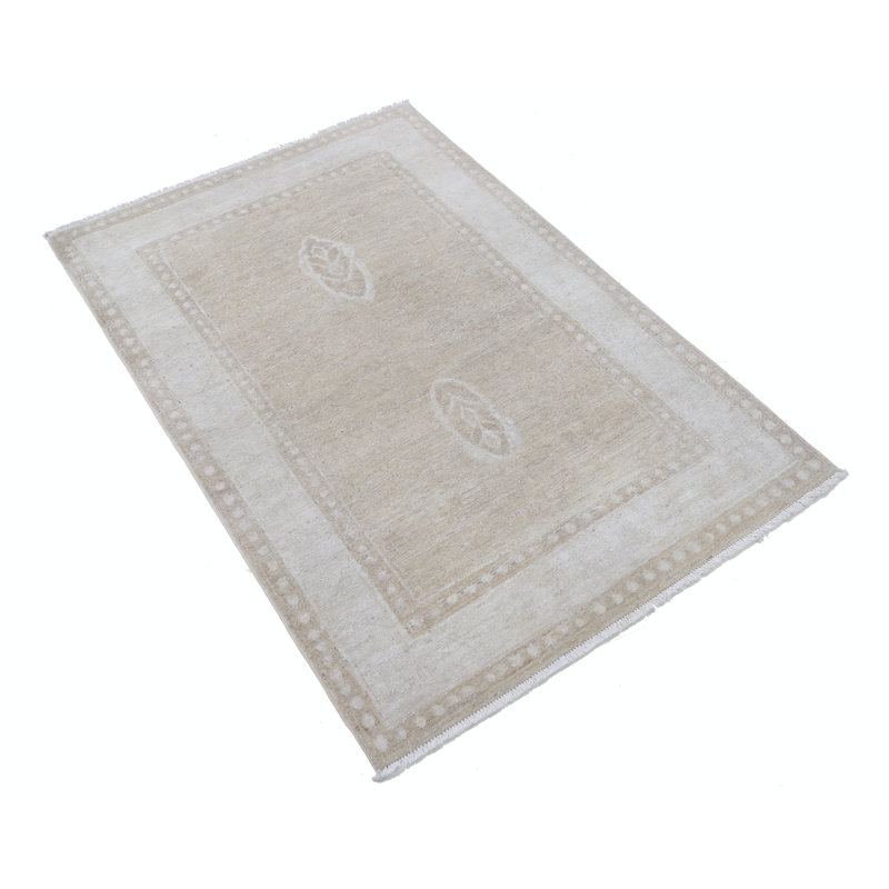 Tapis turc traditionnel noué à la main de 3,2 pi 4,8 pi, tapis décoratif neutre de couleur douce