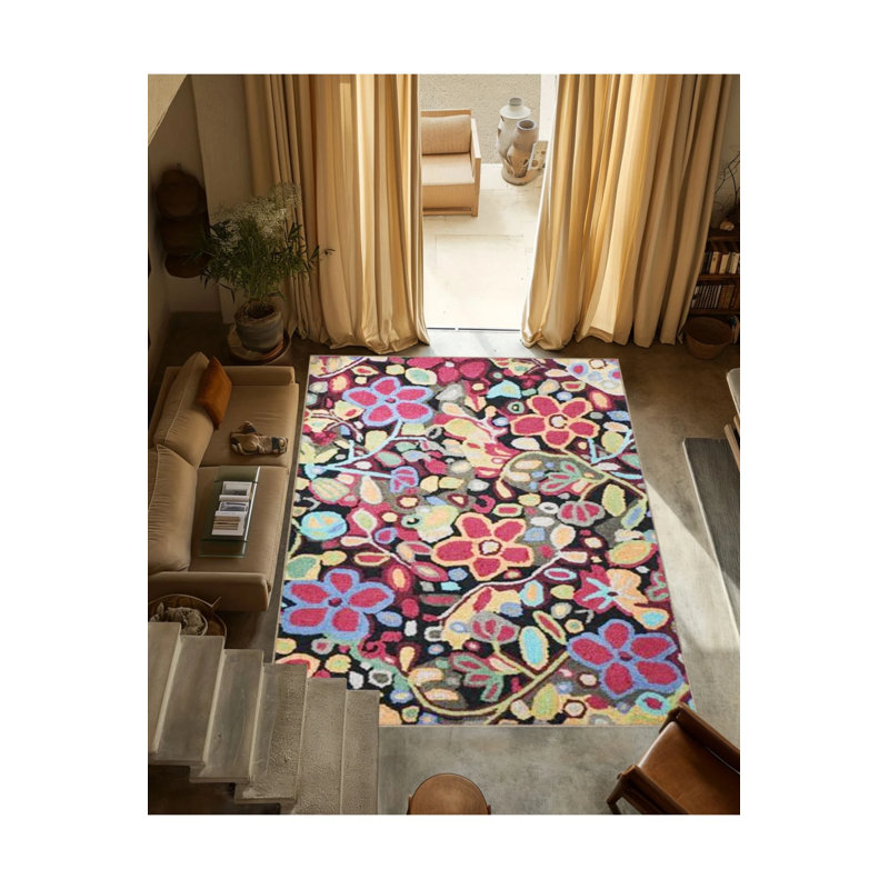 Multicolored Mixed Floral Pattern Modern Decorative Carpet, Runner 2'6" x 6'7"