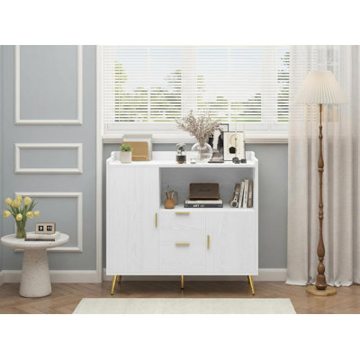 Buffet moderne de 40 pouces avec tiroirs, rangement pour la cuisine et la salle à manger, station de café en bois avec portes et tablettes réglables