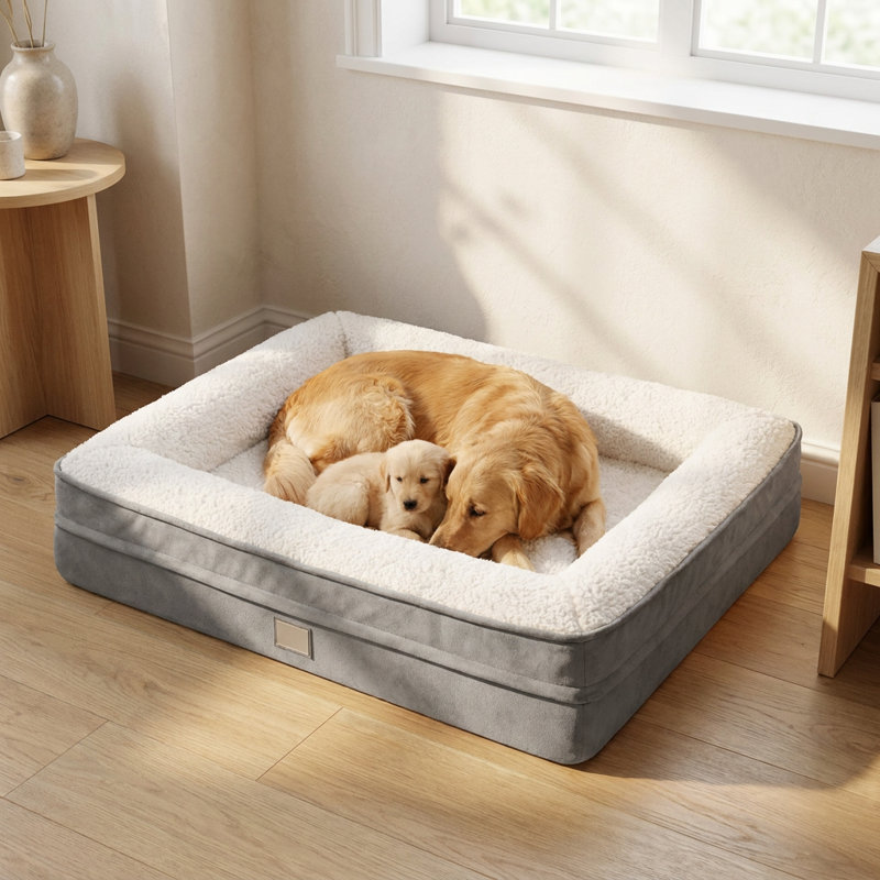 Lit orthopédique pour chien en mousse à mémoire de forme Pawsy, White