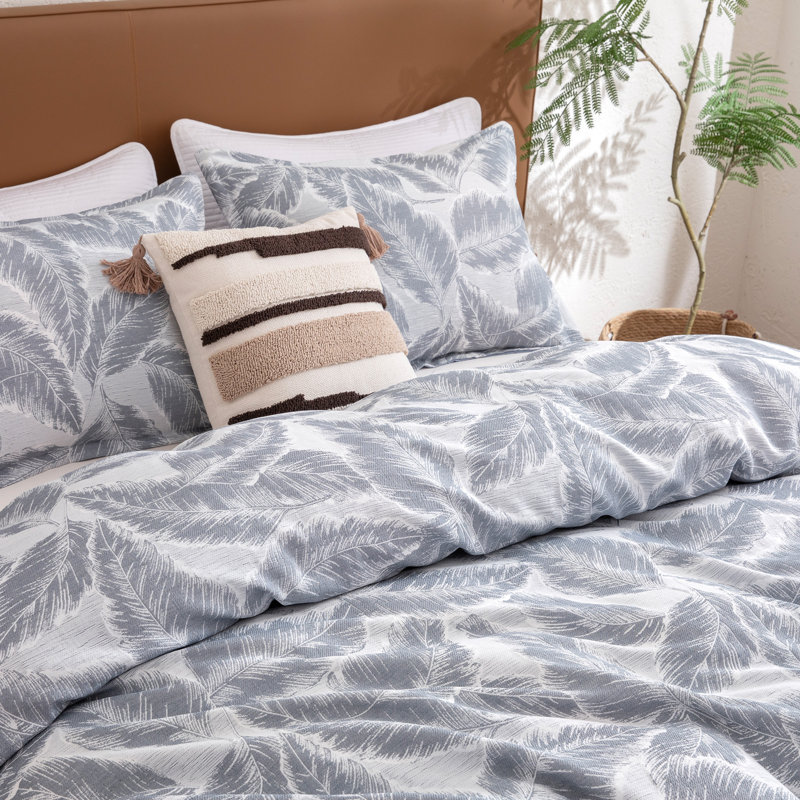 Ensemble de housse de couette géométrique Sleep Zone, Housse de couette double et 2 taies décoratives, Bleu géométrique