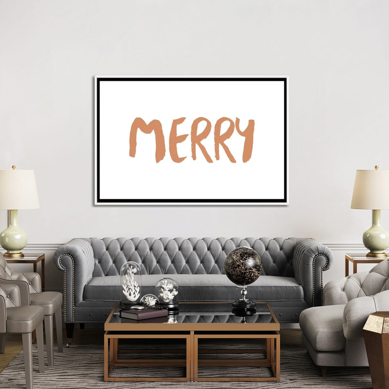 « Merry » par Orara studio-impression d’art textuel, Pas de tapis, H 40 po x l 60 po x 1,5 po, Toile blanche encadrée