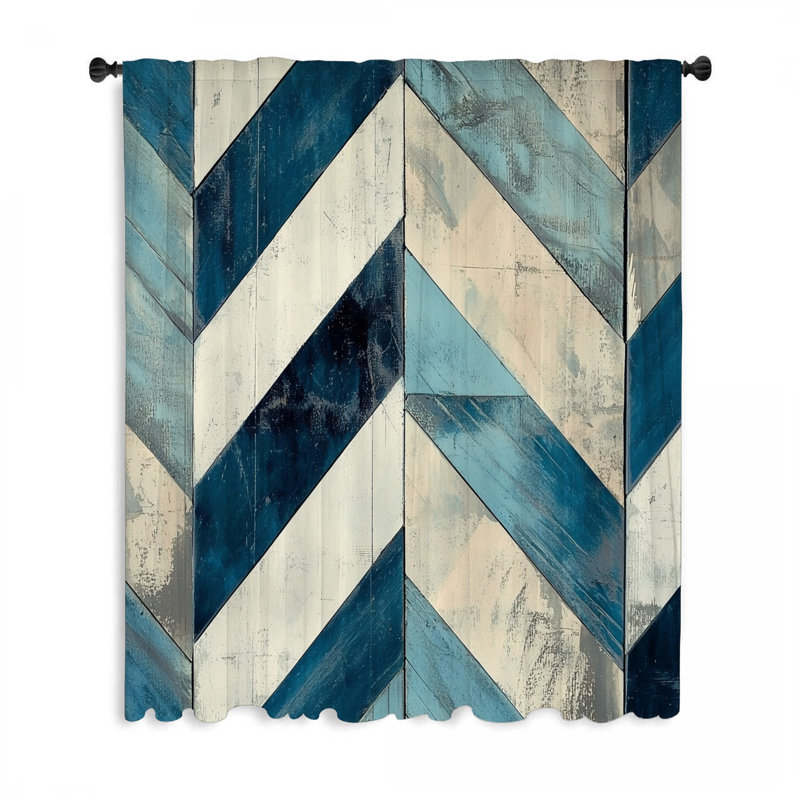 Chevron Design Window Curtains, Geometric Blockout & Sheer Curtains - 1 Panel, 50" W x 96" L