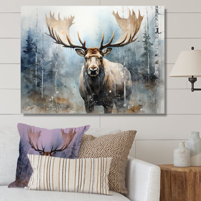 Orignal majestueux dans la forêt - orignal, art mural