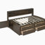 Lit de jour en bois double avec 2 armoires de chevet, tablettes supérieures et 4 tiroirs, blanc-491184757