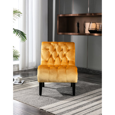 À la mode, velours moutarde, fauteuil confortable, espaces de vie et de bureau, structure solide + contreplaqué, mousse douce au toucher, fauteuil en velours à assemblage rapide pour les espaces de salle à manger - structure, bonne résilience