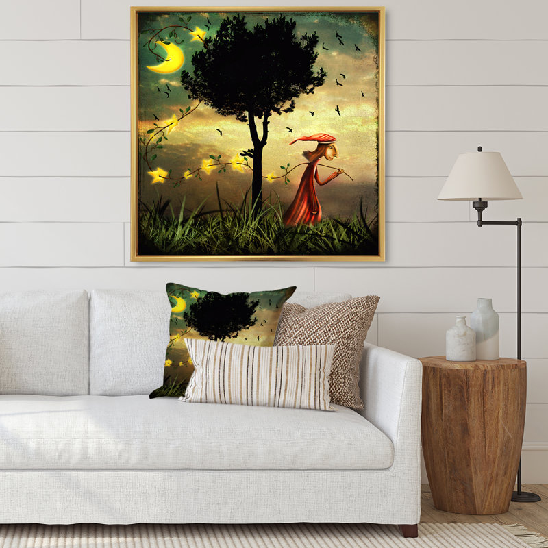 «The Boy Collectioning Stars», impression sur toile, H 36 po x l 36 po, Cadre flottant doré